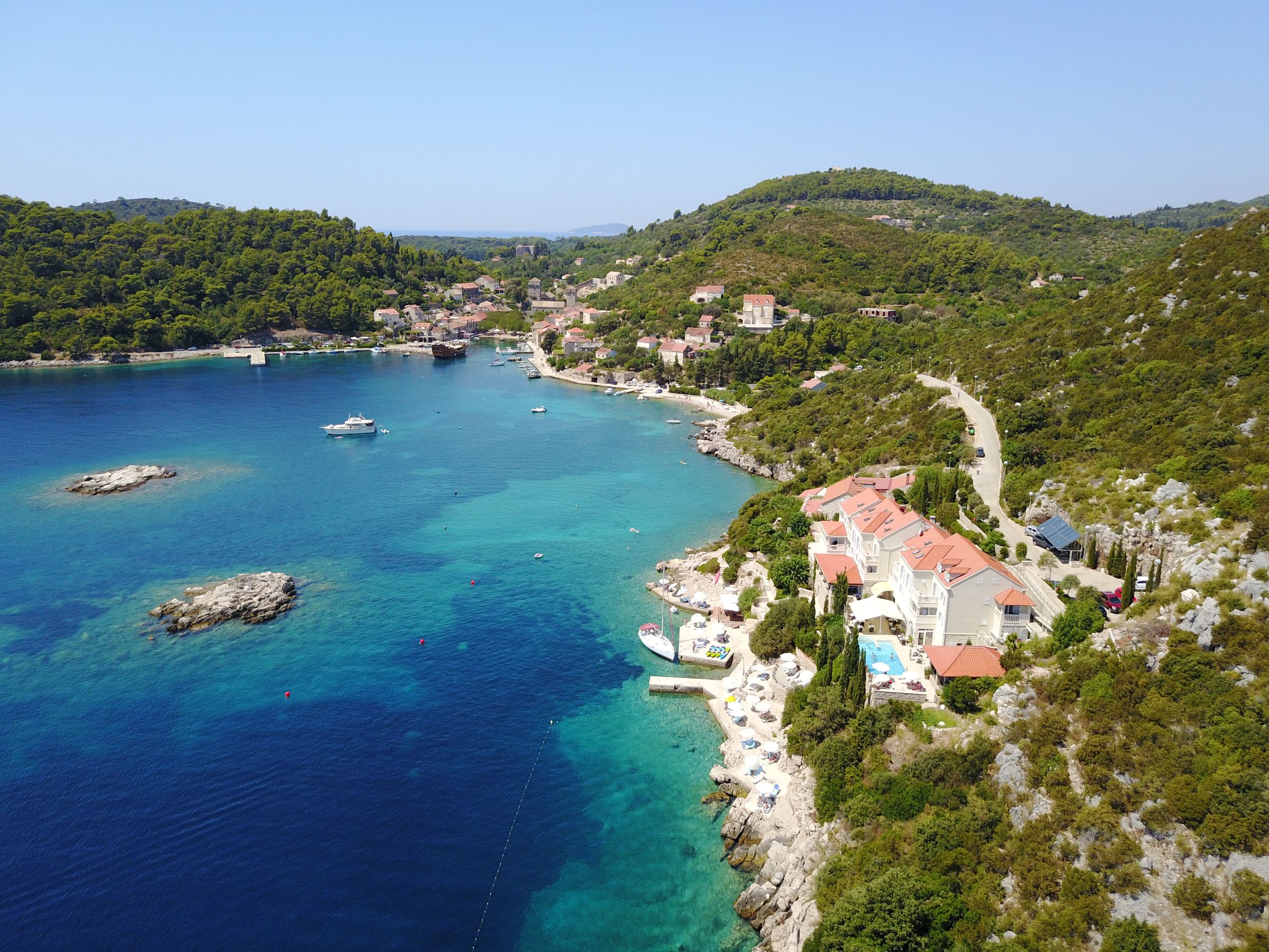 Aerial view of Hotel Bozica on Sipan Island